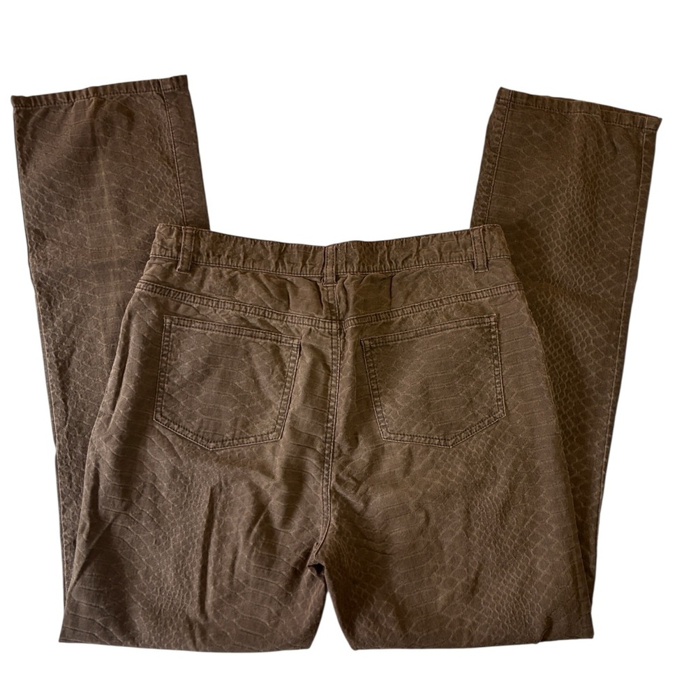 Lafayette 148 Snake Print Jacquard Slim Fit Jeans, Womens Size 10, Olive Stretch - Picture 4 of 6